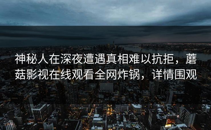 神秘人在深夜遭遇真相难以抗拒，蘑菇影视在线观看全网炸锅，详情围观