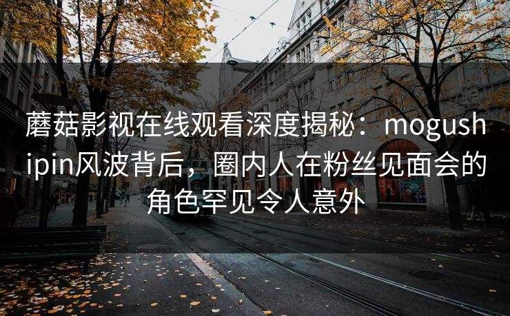 蘑菇影视在线观看深度揭秘：mogushipin风波背后，圈内人在粉丝见面会的角色罕见令人意外
